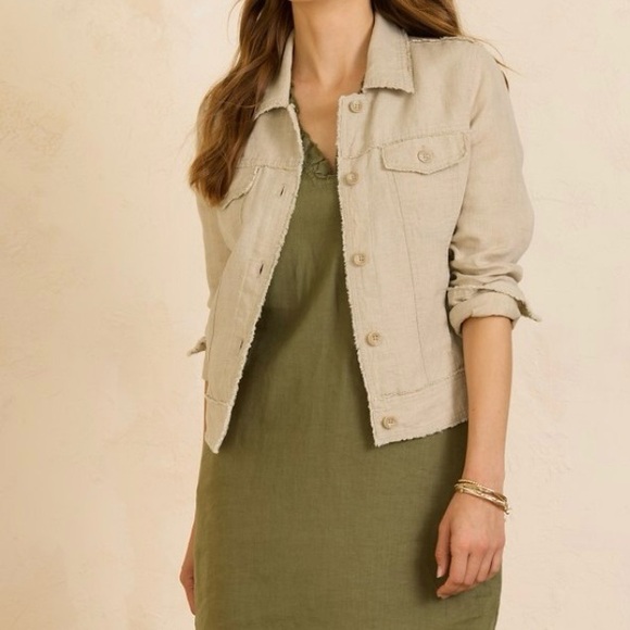 Tommy Bahama Two Palms Linen Raw-Edge Jacket in brilliant blue. Like new. - Picture 7 of 8